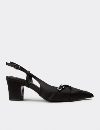 Women's Black Satin Heels