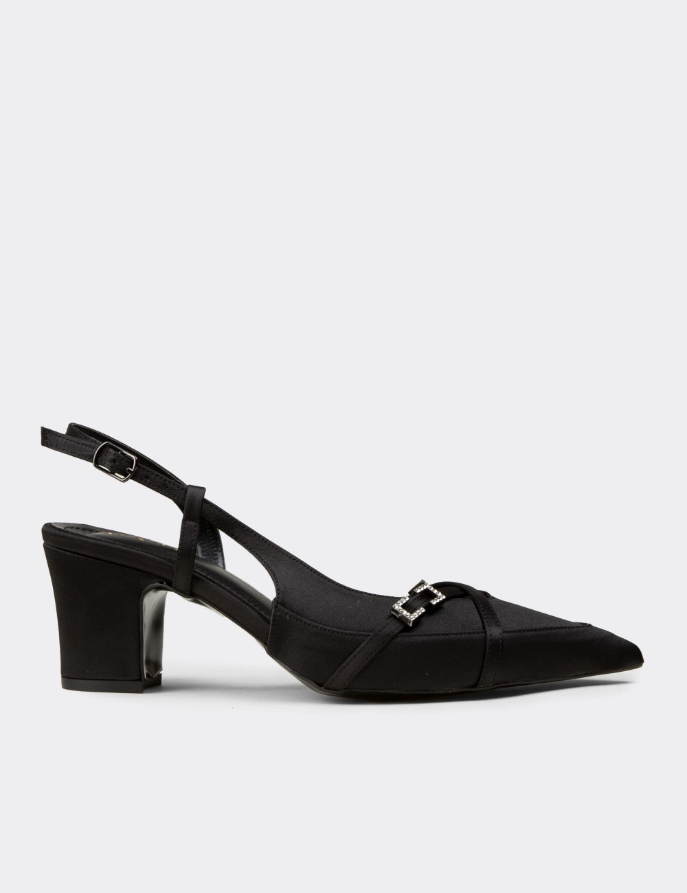 Women's Black Satin Heels - RD161ZSYHM01