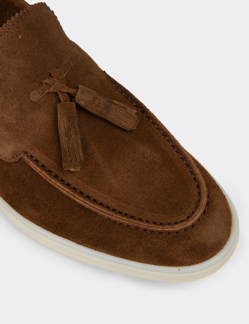 Men's Tan Suede Leather Loafers - 02027MTBAC01