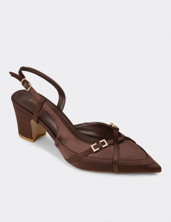 Women's Brown Satin Pumps