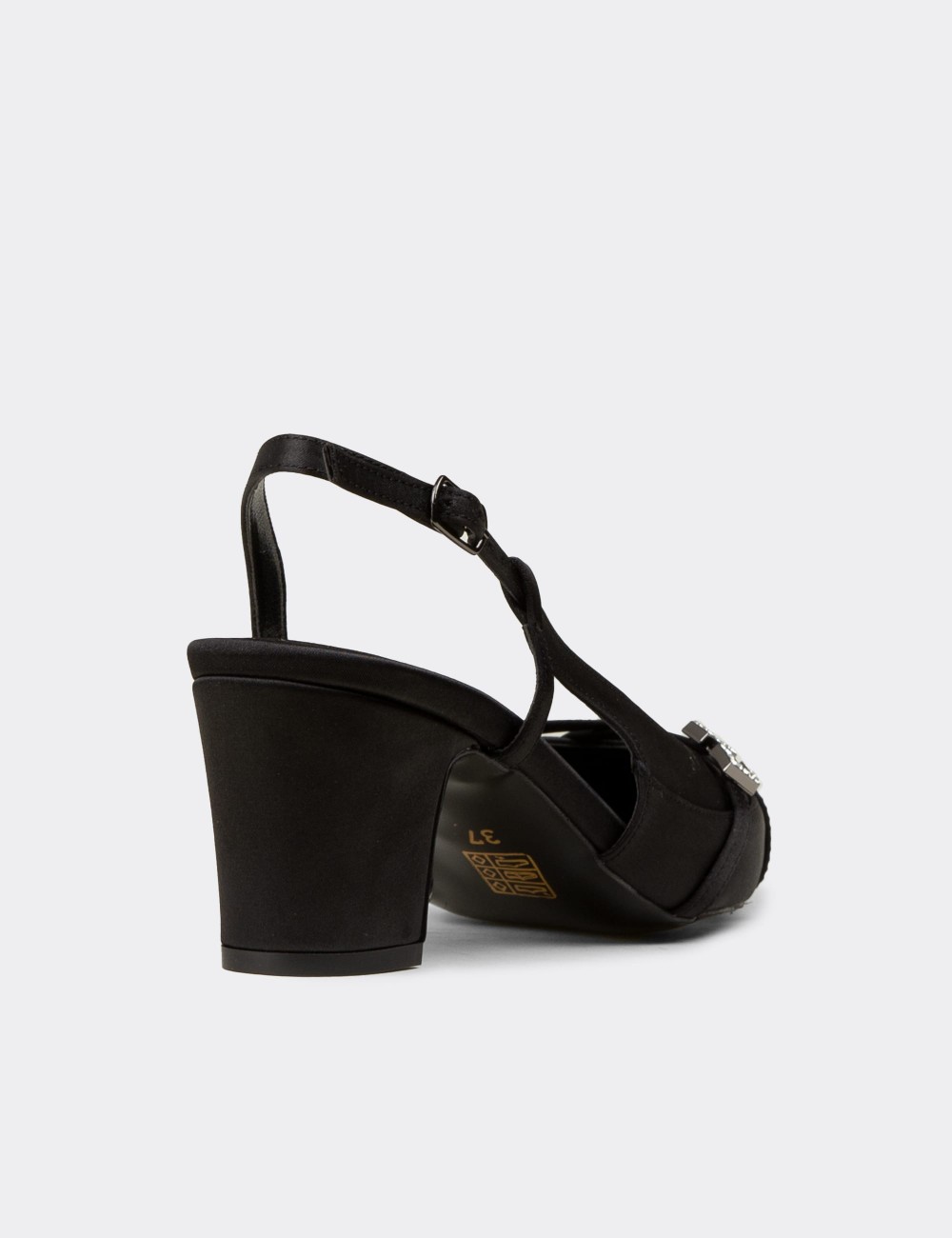 Women's Black Satin Heels - RD161ZSYHM01