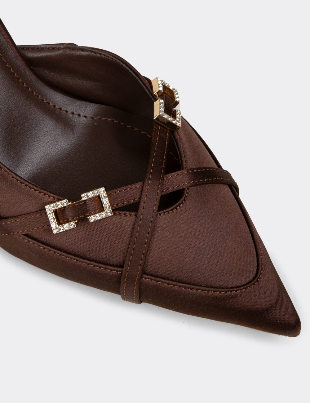 Women's Brown Satin Pumps - RD161ZKHVM01