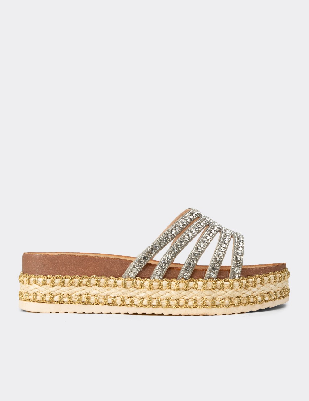 Women's Silver Slip-On Mule - 25172ZGMSP01