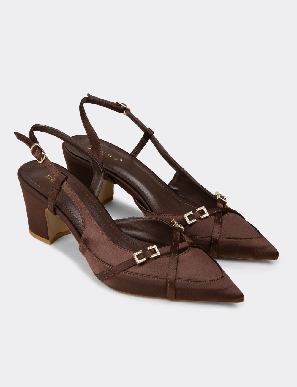 Women's Brown Satin Pumps - RD161ZKHVM01