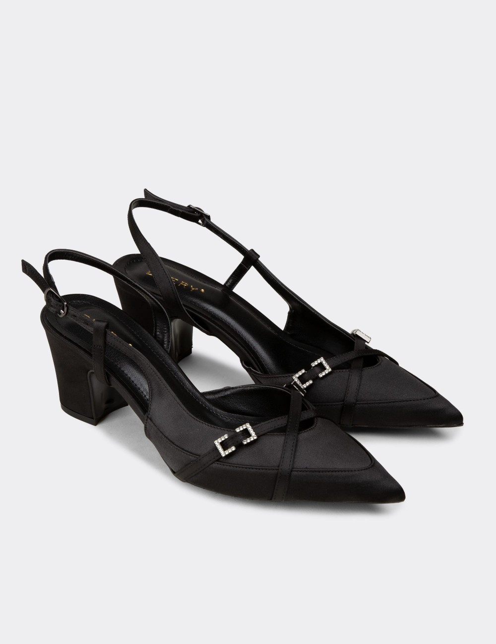 Women's Black Satin Heels - RD161ZSYHM01