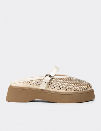 Women's Beige Slip-On Mule