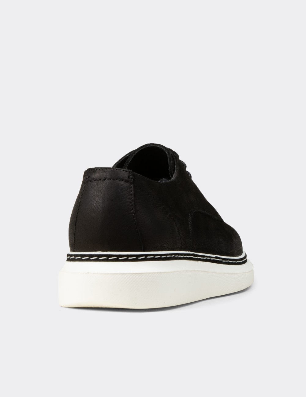 Men's Black Nubuck Calfskin Lace-up Footwear - EK112MSYHC01