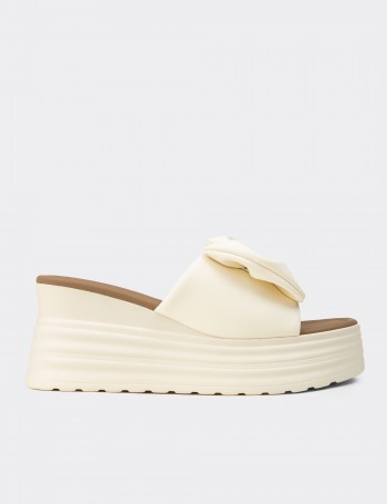 Women's Beige Platform Mule