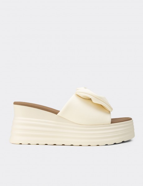 Women's Beige Platform Mule