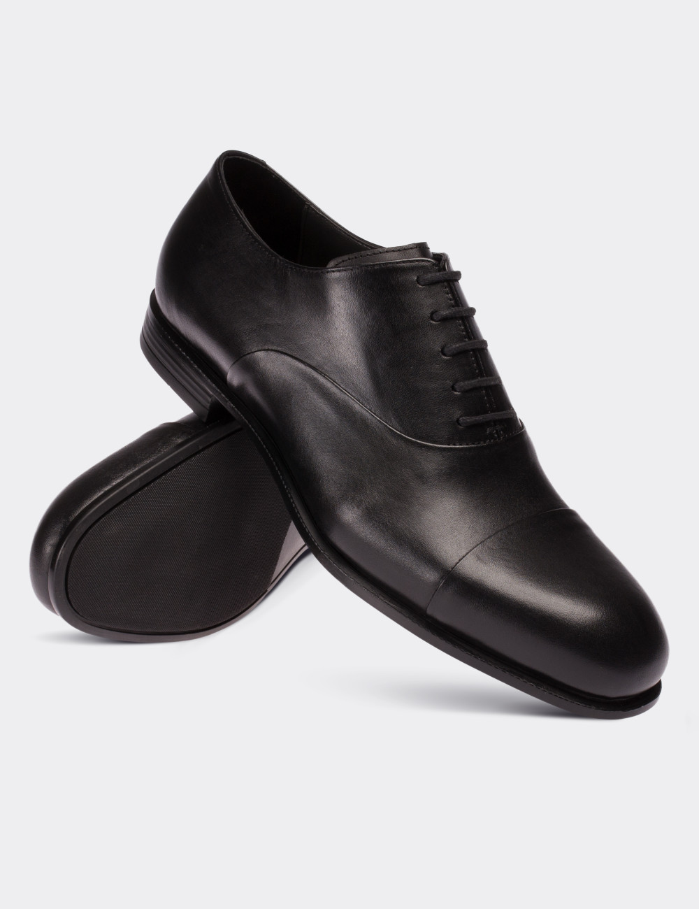 Black  Leather Classic Shoes - 01026MSYHC03
