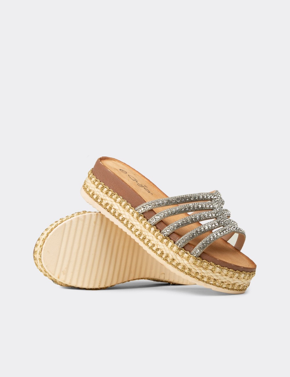 Women's Silver Slip-On Mule - 25172ZGMSP01