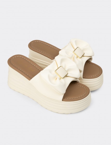 Women's Beige Platform Mule