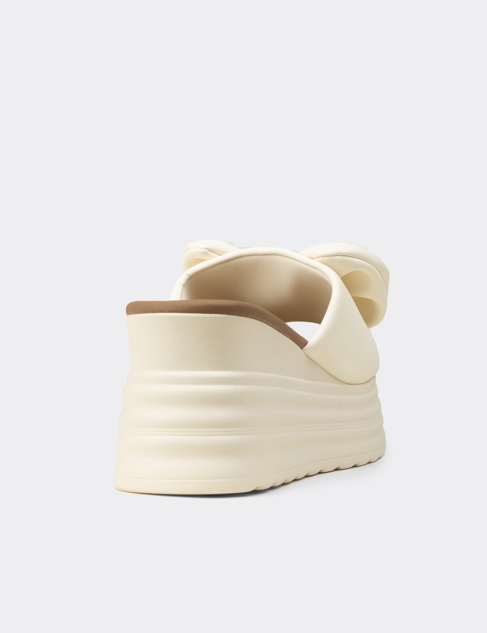 Women's Beige Platform Mule - 26450ZBEJP01