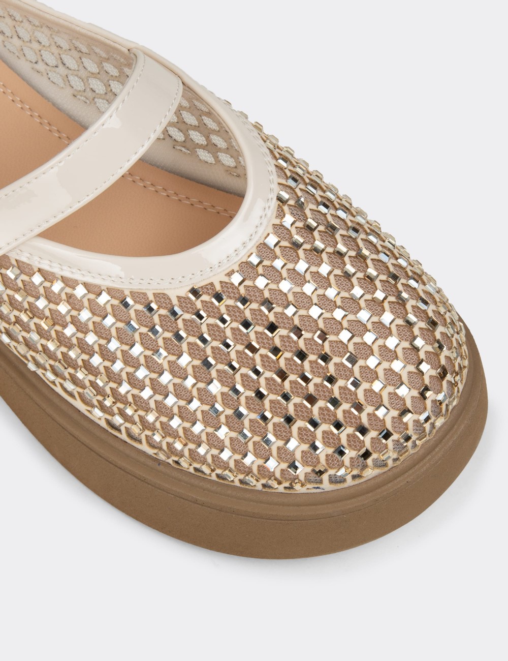Women's Beige Slip-On Mule - 26358ZBEJP01