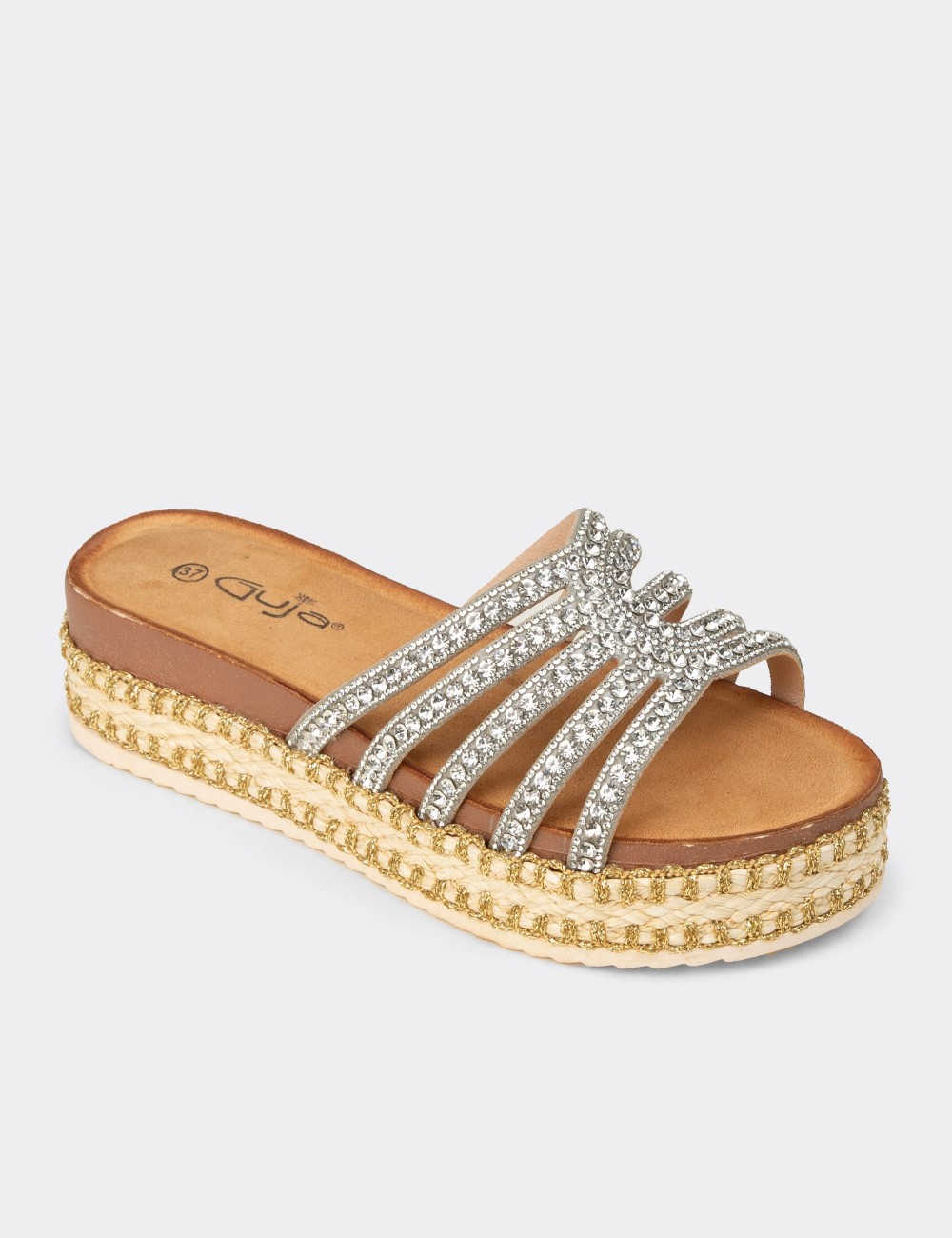 Women's Silver Slip-On Mule - 25172ZGMSP01