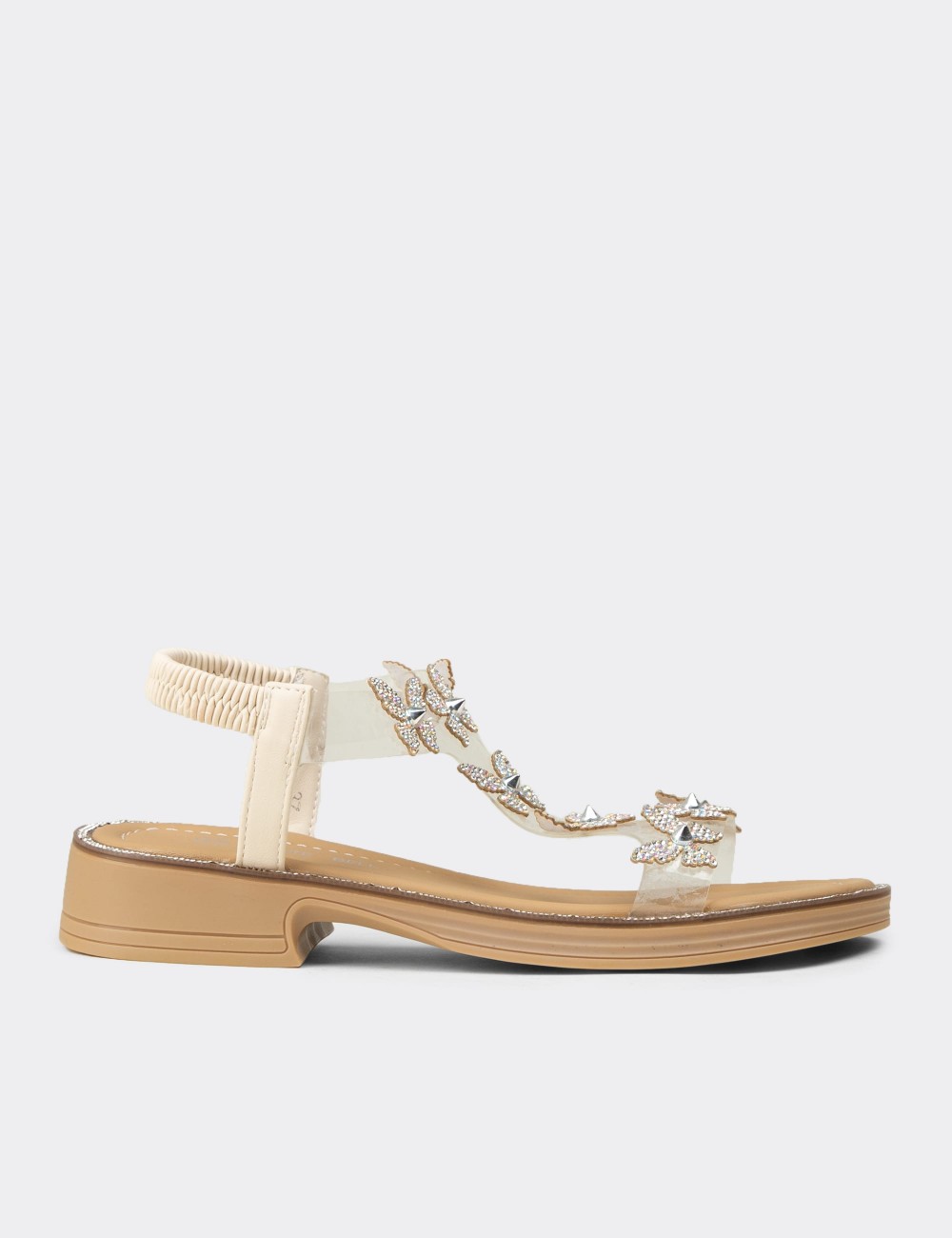 Women's Transparent Beige Sandals - K0750ZBEJC01