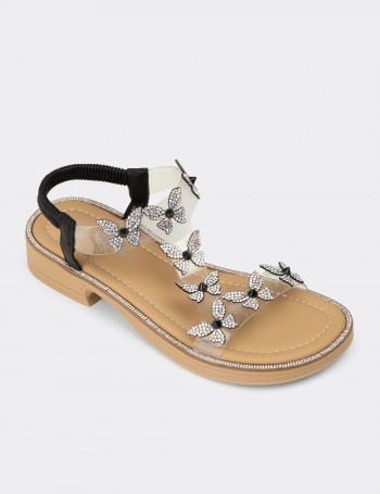 Women's Transparent Black Sandals