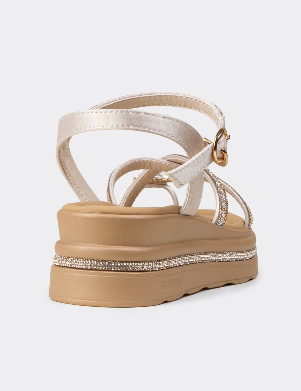 Women's Beige Stone Accented Sandals - K0065ZBEJC01