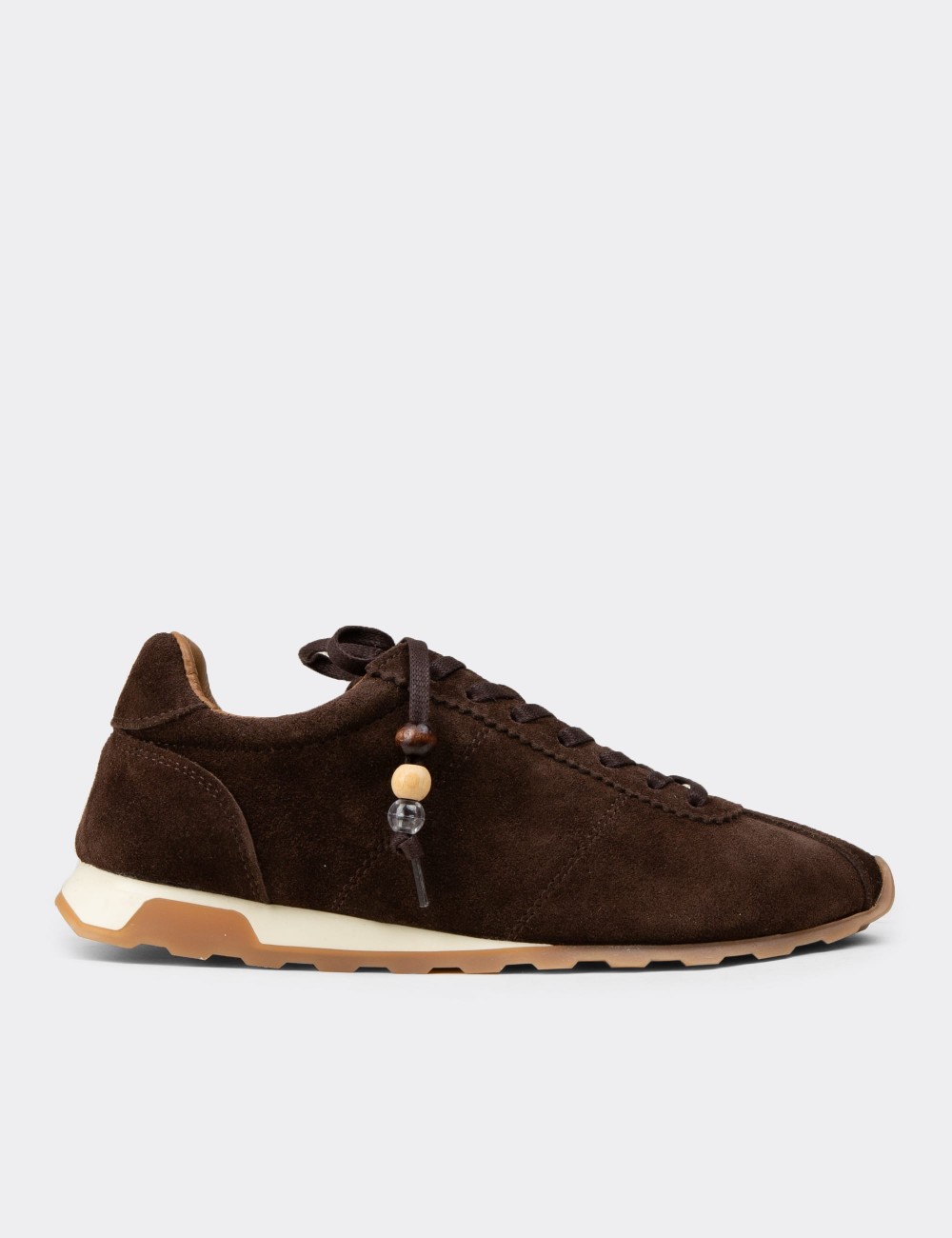 Women's Brown Suede Leather Sneakers - M5129ZKHVC01