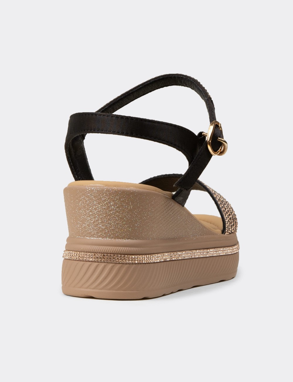 Women's Black Platform Sandals - K0061ZSYHC01
