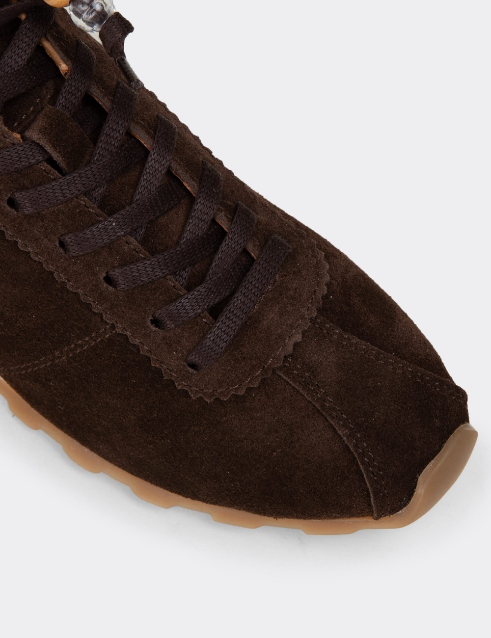 Women's Brown Suede Leather Sneakers - M5129ZKHVC01