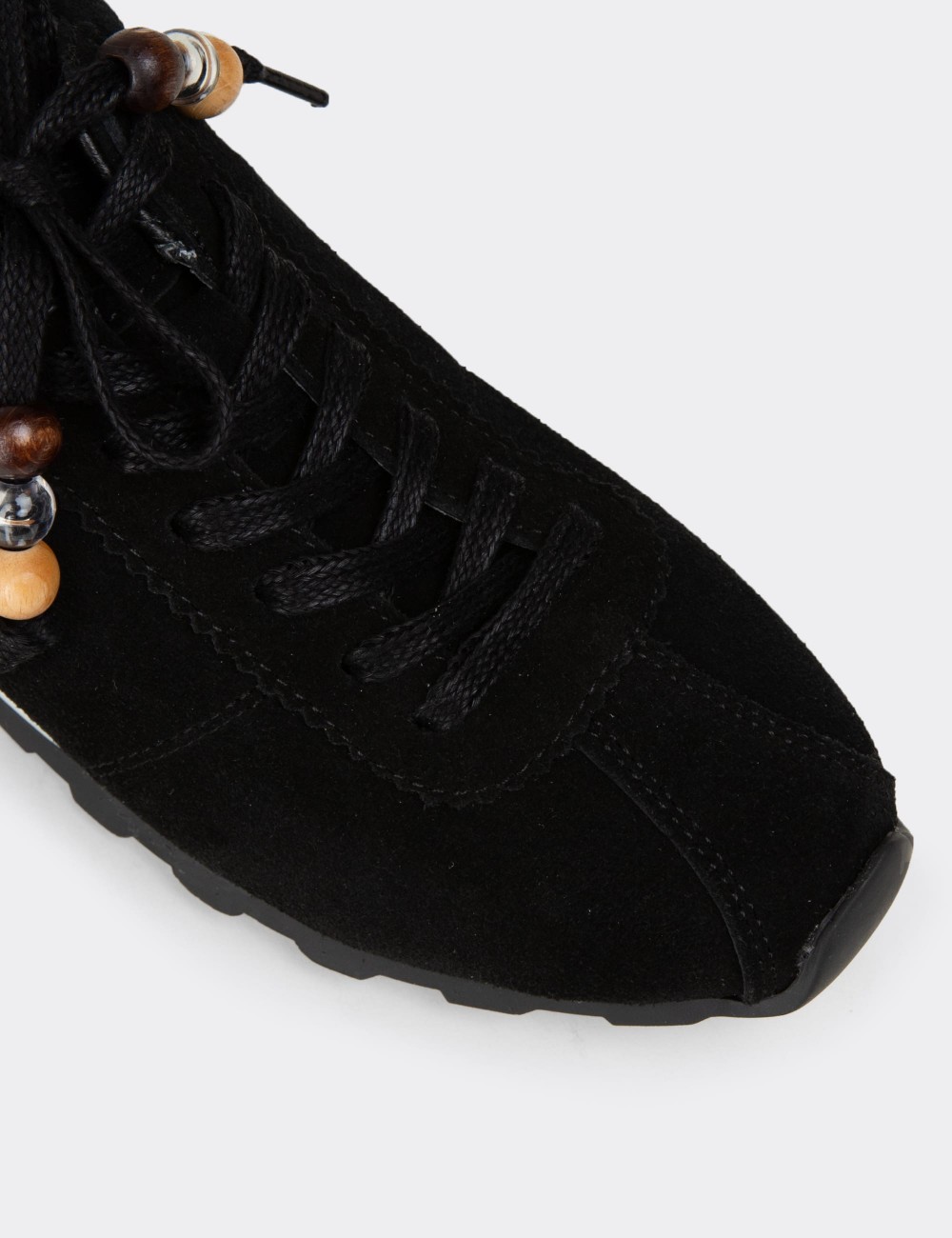 'Womens Black Suede Leather Sneakers' - M5129ZSYHC01