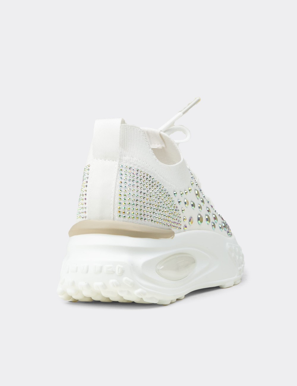 Women's White Stone Detailed Sneaker Shoes - 26311ZBYZP01