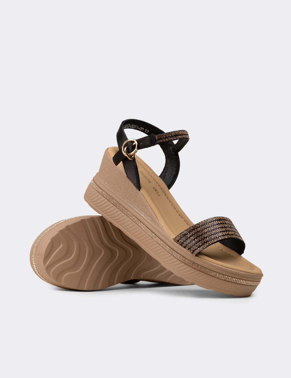 Women's Black Platform Sandals - K0061ZSYHC01