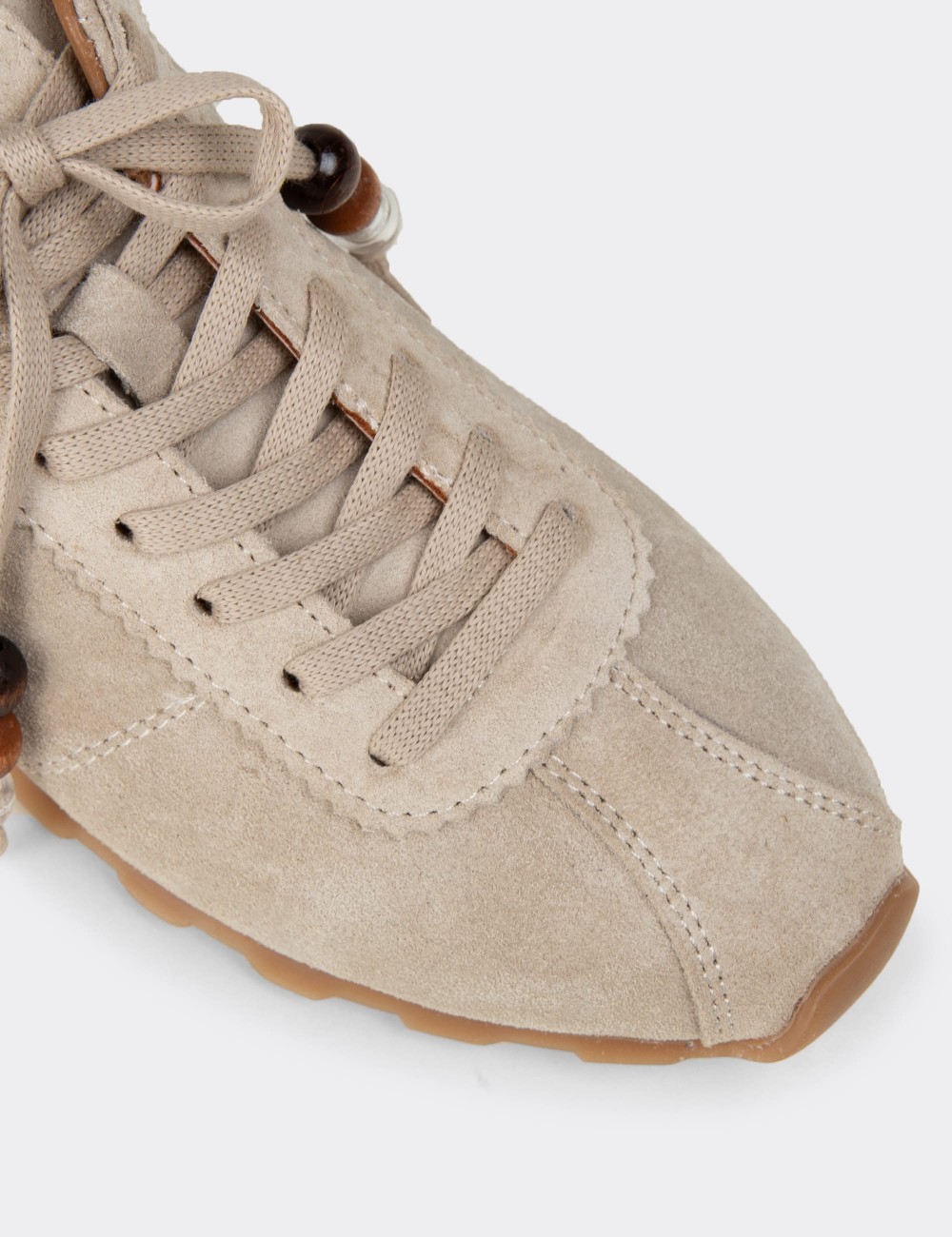 Women's Beige Suede Leather Sneakers - M5129ZBEJC01