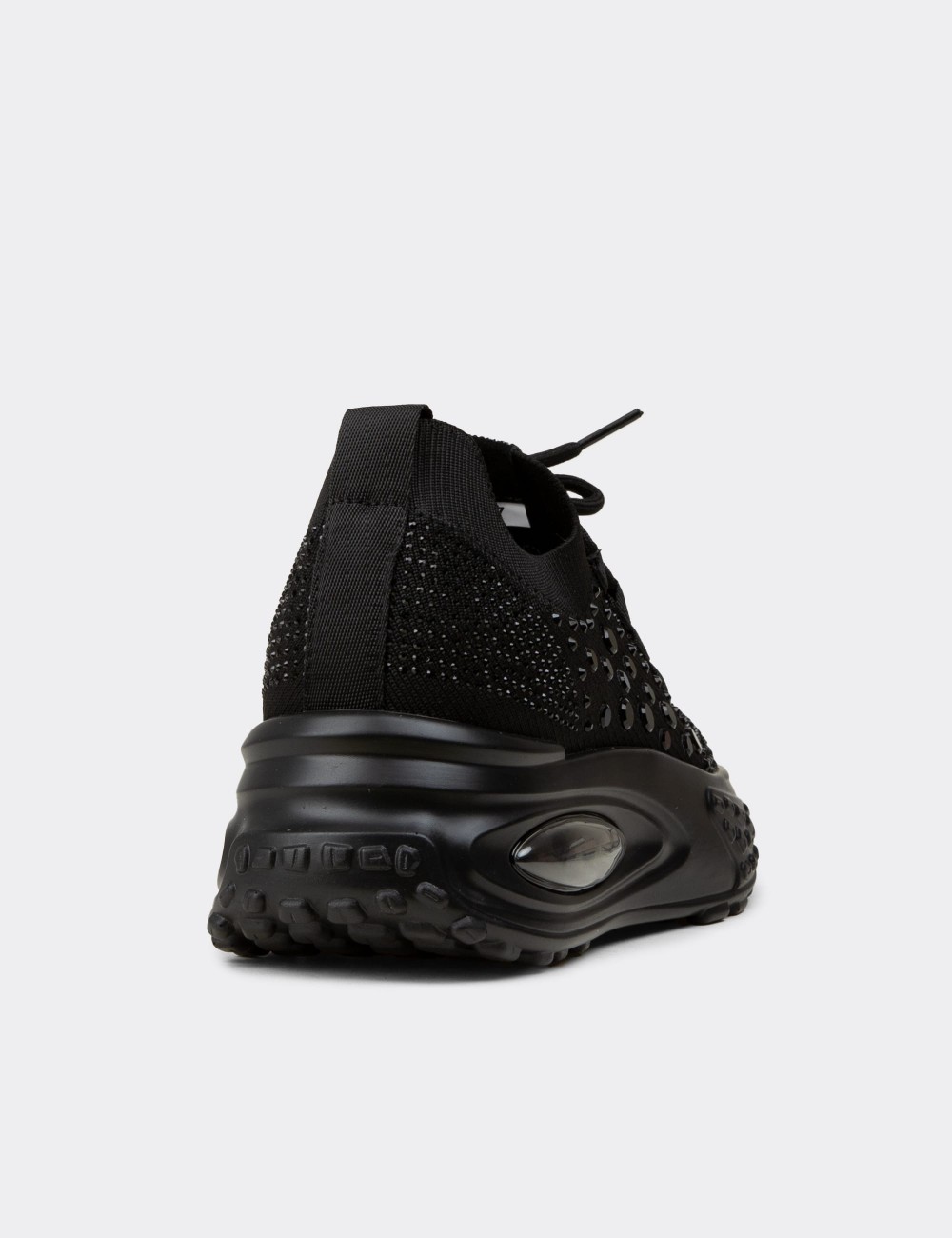 Women's Black Stone Detail Sneakers - 26311ZSYHP01