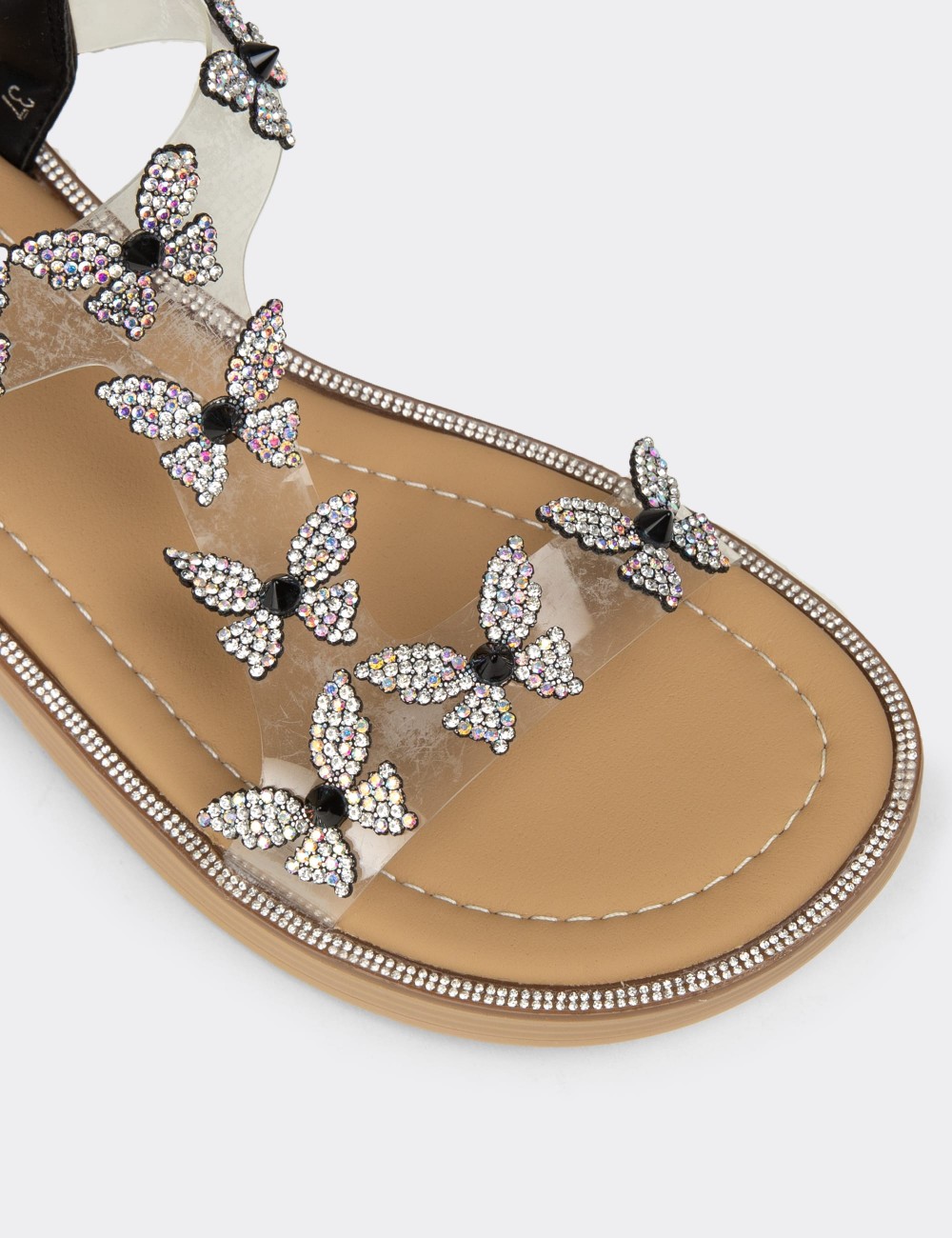 Women's Transparent Black Sandals - K0750ZSYHC01