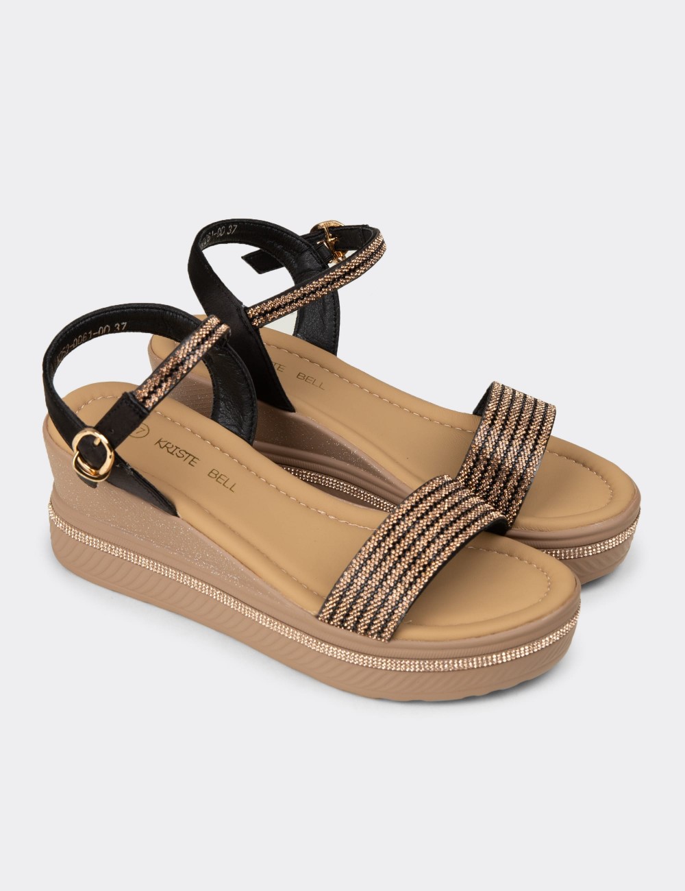Women's Black Platform Sandals - K0061ZSYHC01