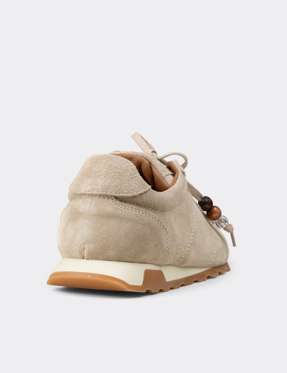 Women's Beige Suede Leather Sneakers - M5129ZBEJC01