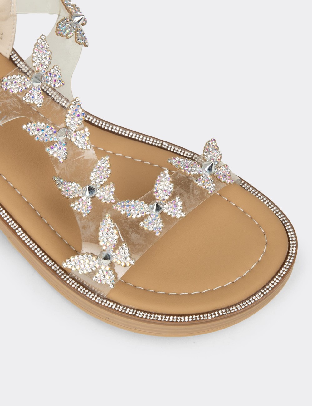 Women's Transparent Beige Sandals - K0750ZBEJC01