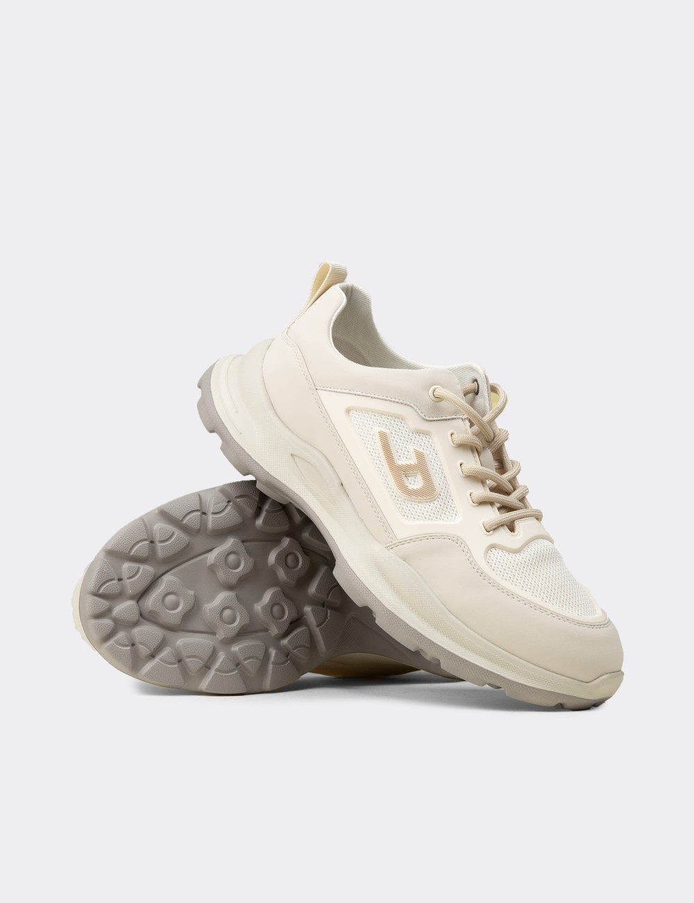 Men's Beige Sneakers - 26572MBEJC01