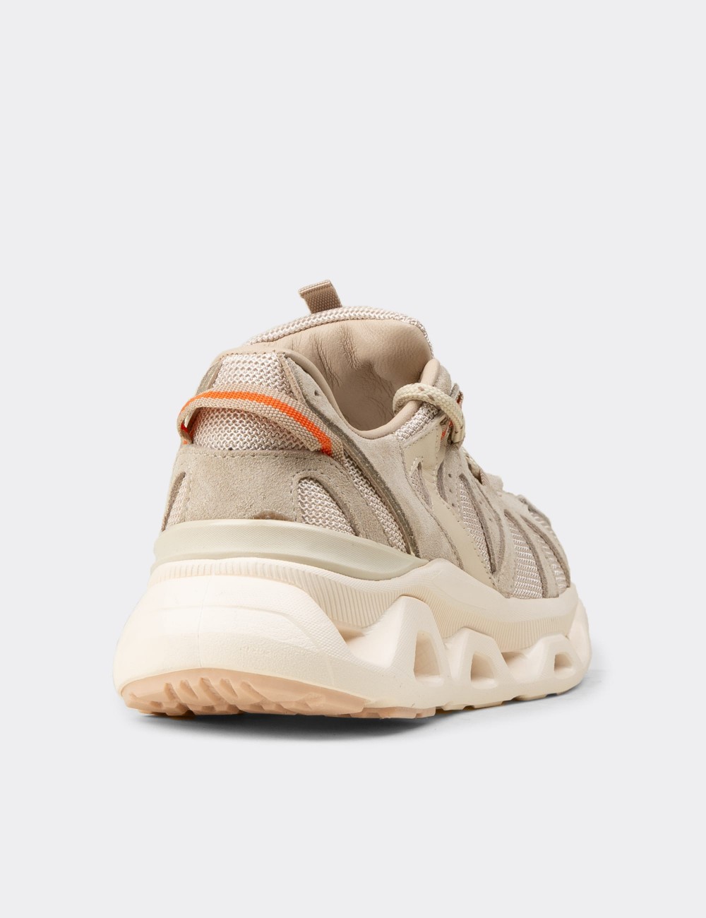 Women's Beige Suede Leather Sneakers - M1128ZBEJC01
