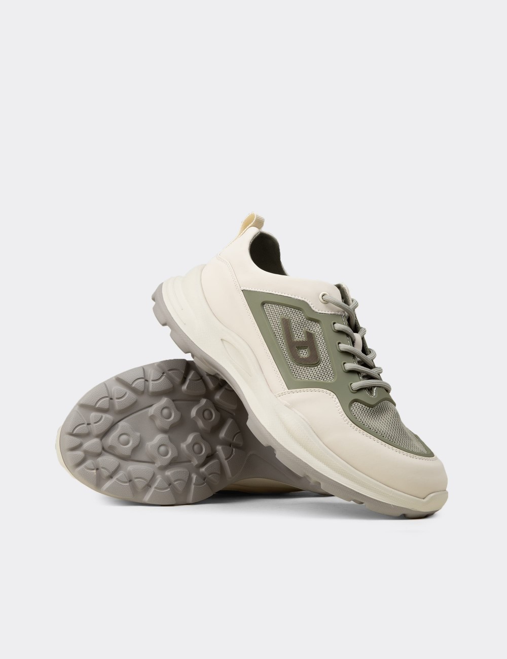 Men's Green Sneakers - 26572MYSLC01