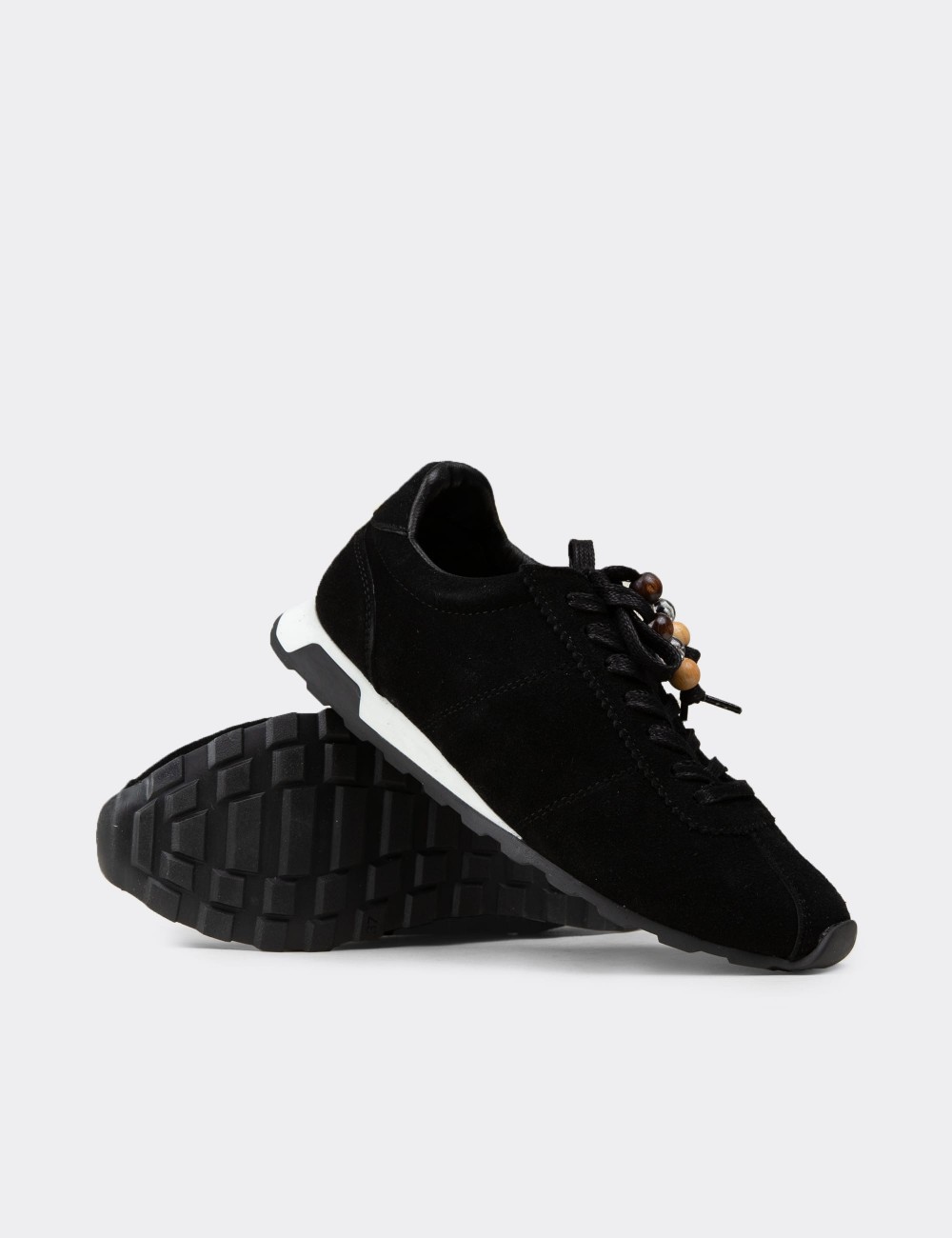 'Womens Black Suede Leather Sneakers' - M5129ZSYHC01