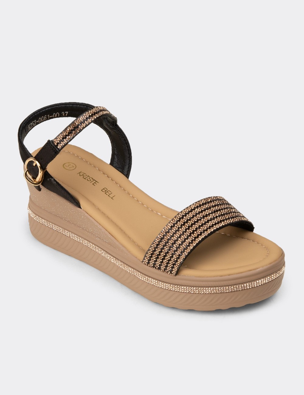 Women's Black Platform Sandals - K0061ZSYHC01