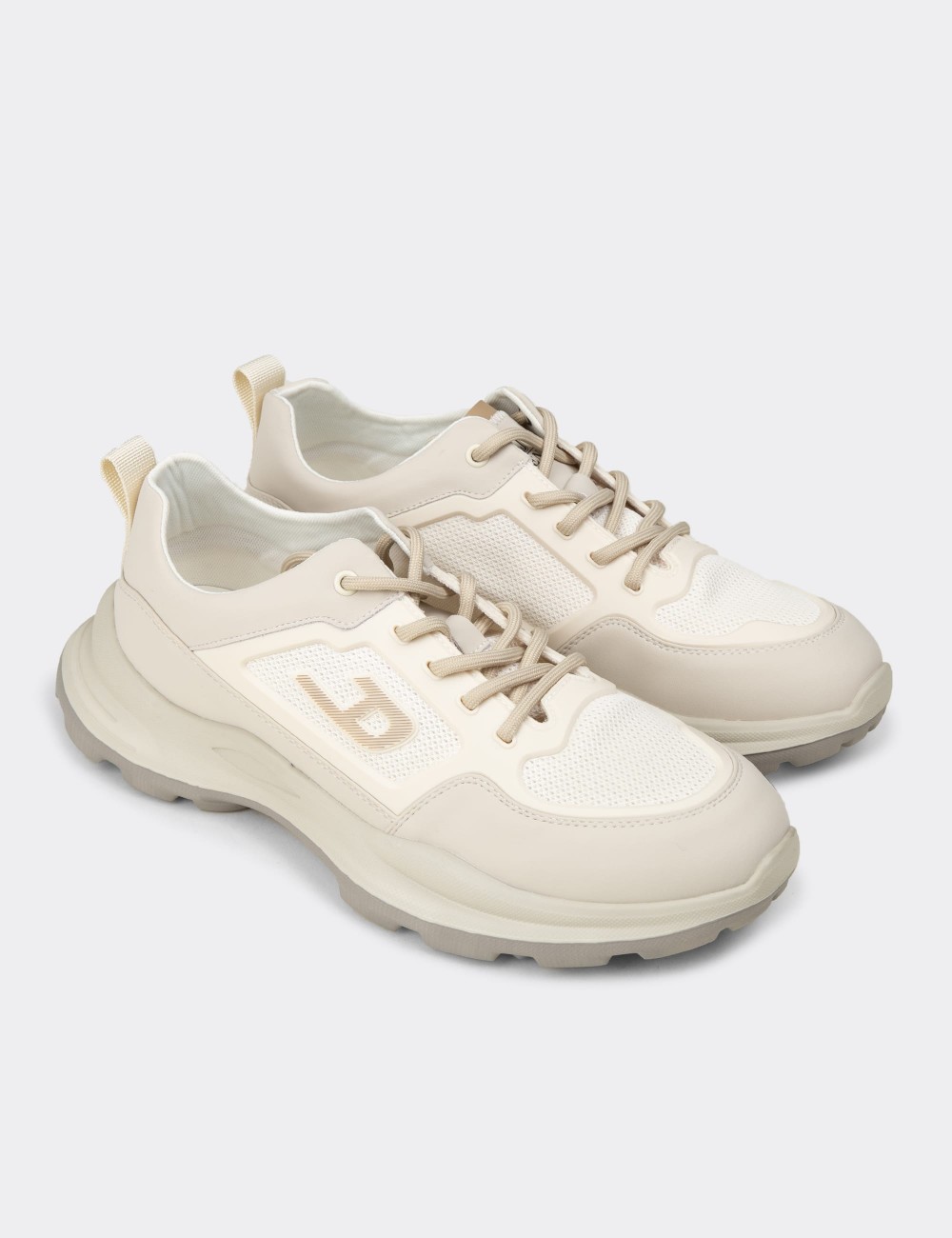 Men's Beige Sneakers - 26572MBEJC01