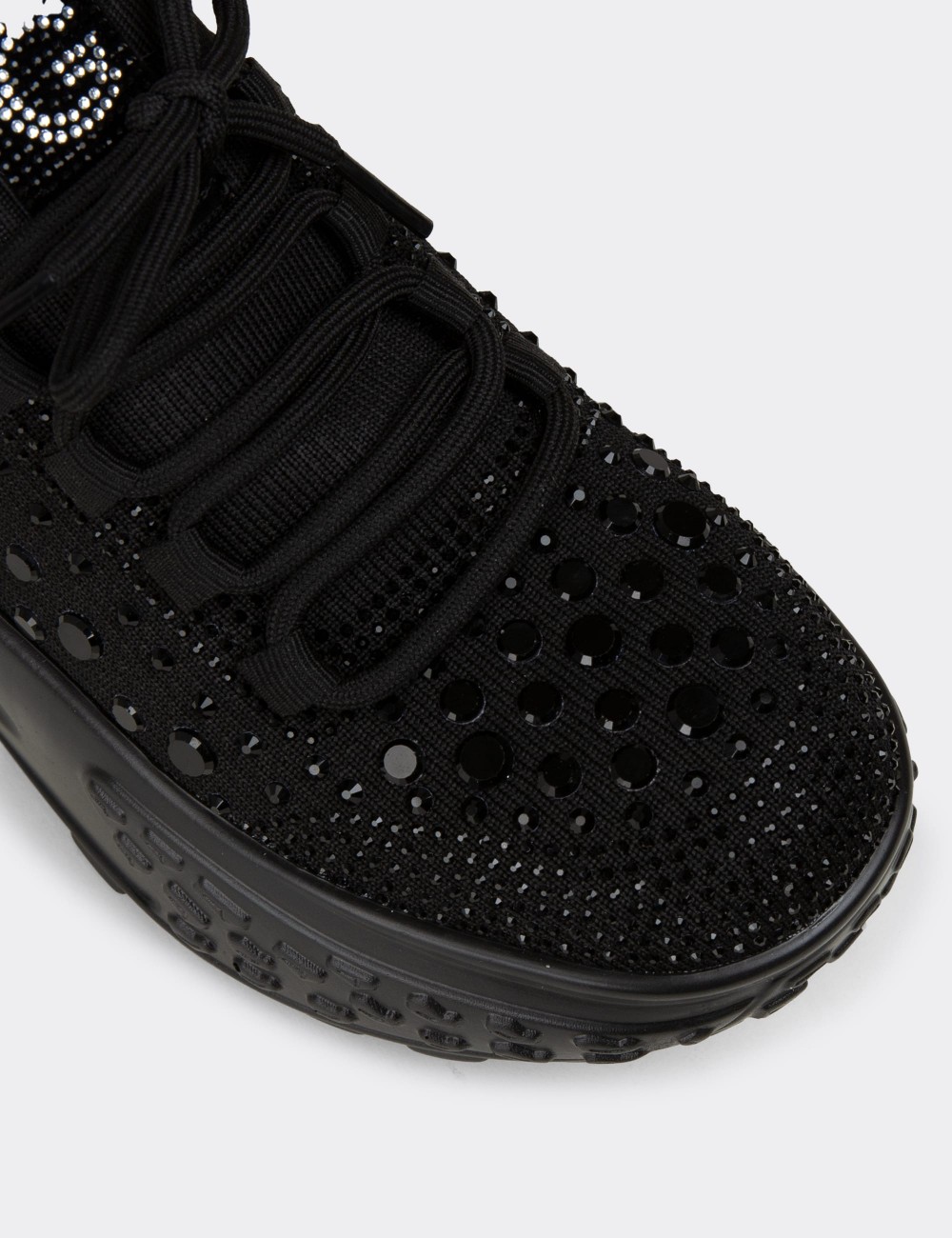 Women's Black Stone Detail Sneakers - 26311ZSYHP01