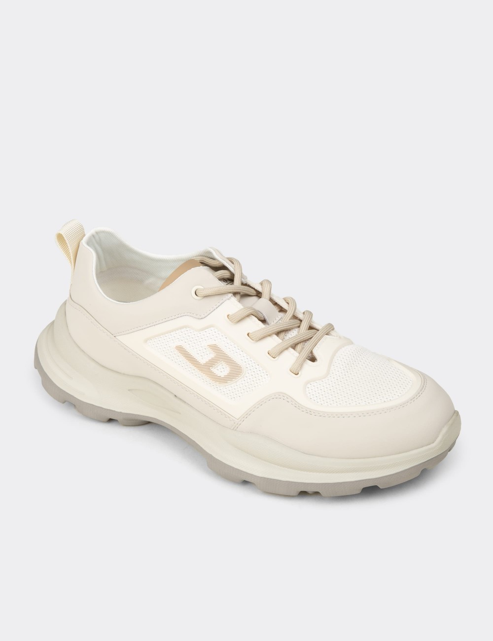 Men's Beige Sneakers - 26572MBEJC01