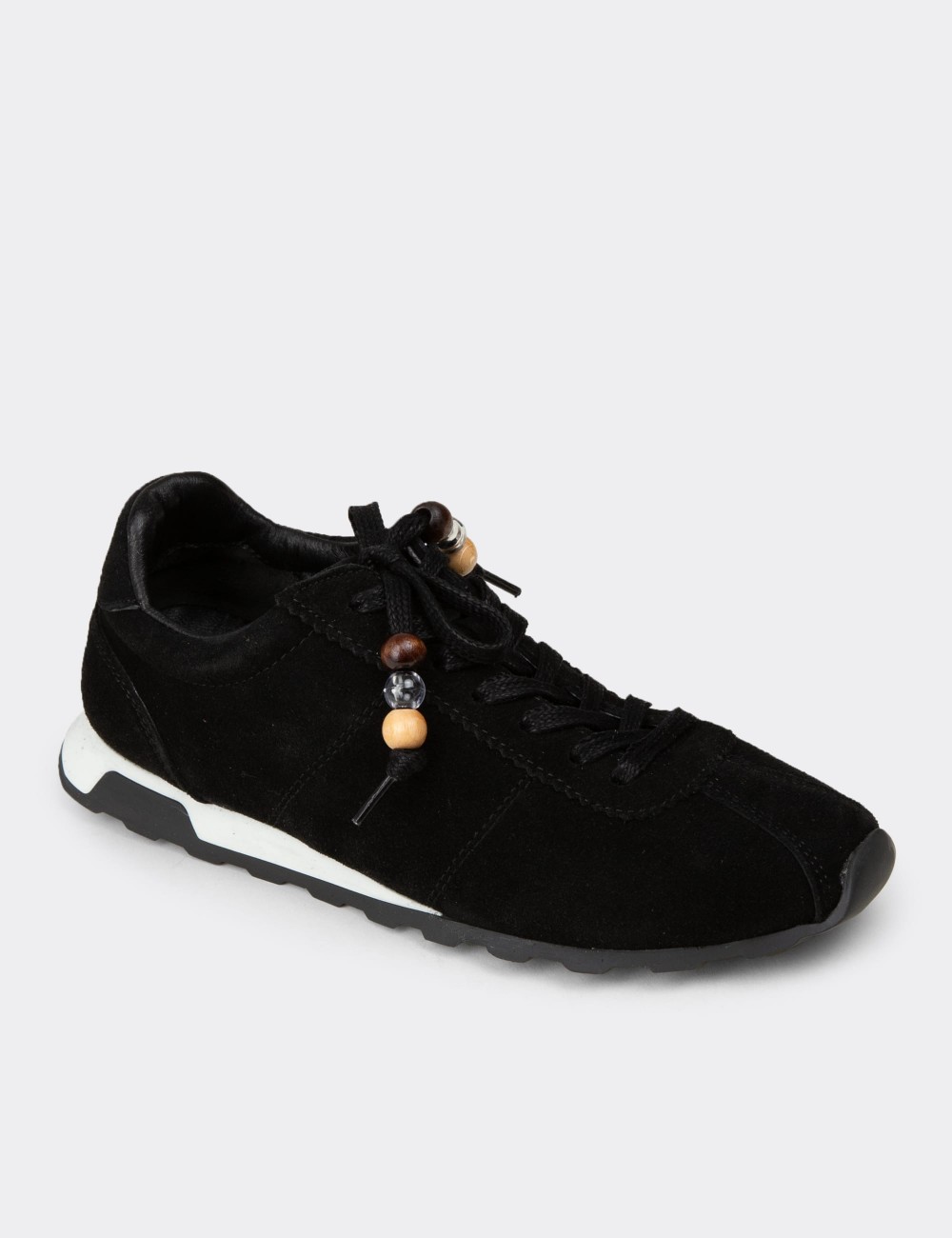 'Womens Black Suede Leather Sneakers' - M5129ZSYHC01