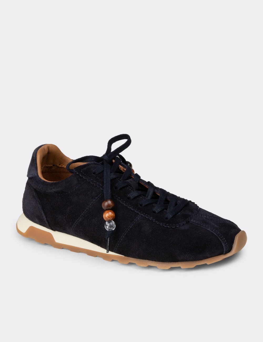 Women's Navy Suede Leather Sneakers - M5129ZLCVC01