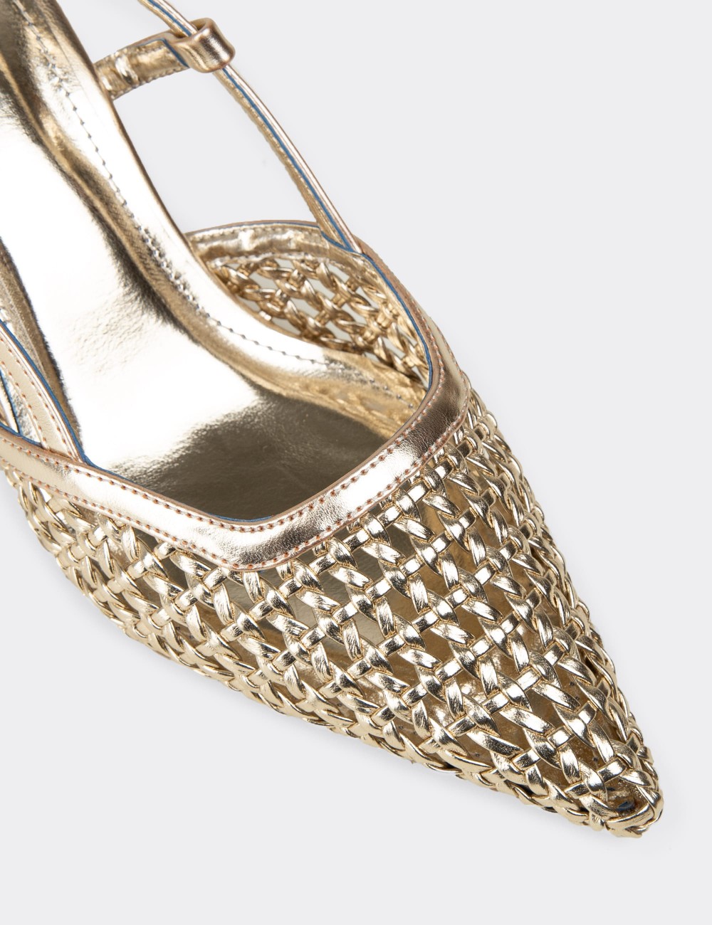 Women's Gold Slingback Pumps with Woven Detail - RD320ZALTM01