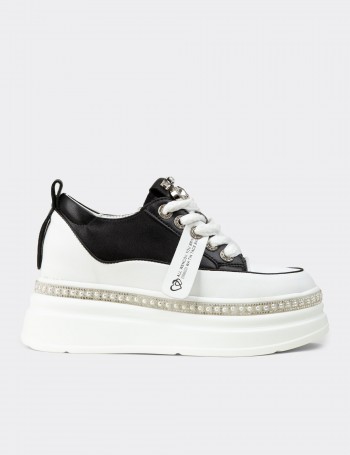Women's Black Hidden Wedge Sneakers