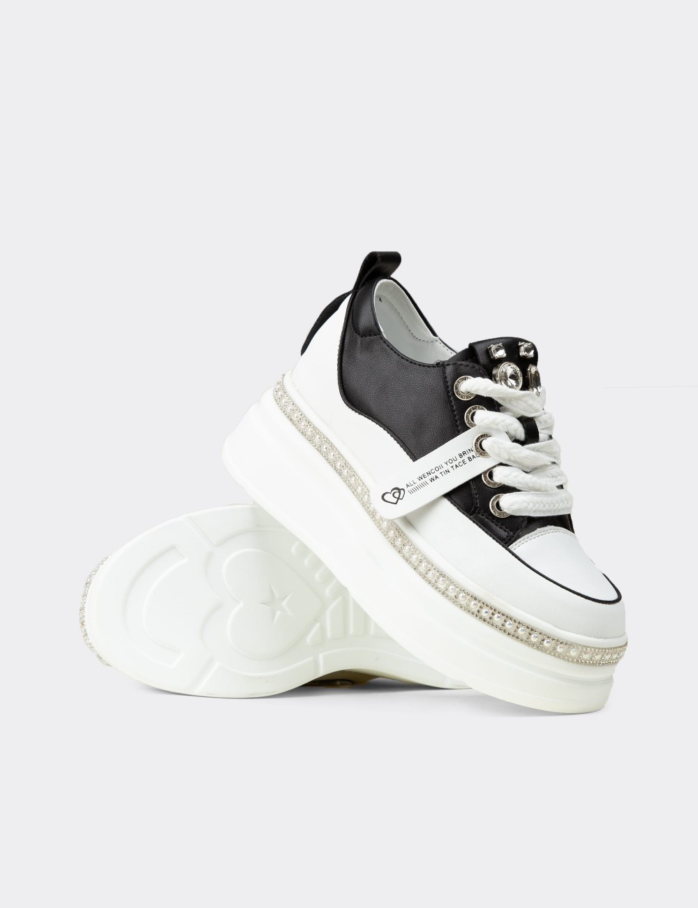 Women's Black Hidden Wedge Sneakers - K0004ZSYHC01