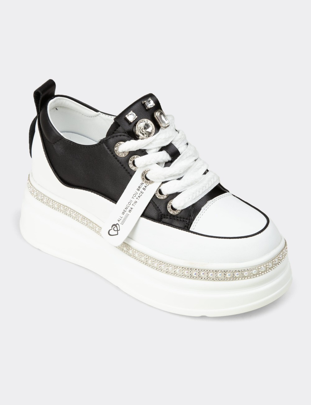 Women's Black Hidden Wedge Sneakers - K0004ZSYHC01