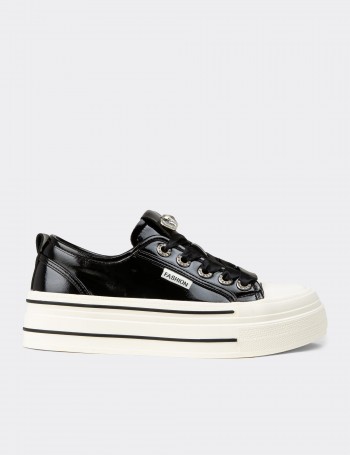 Women's Black Patent Sneakers
