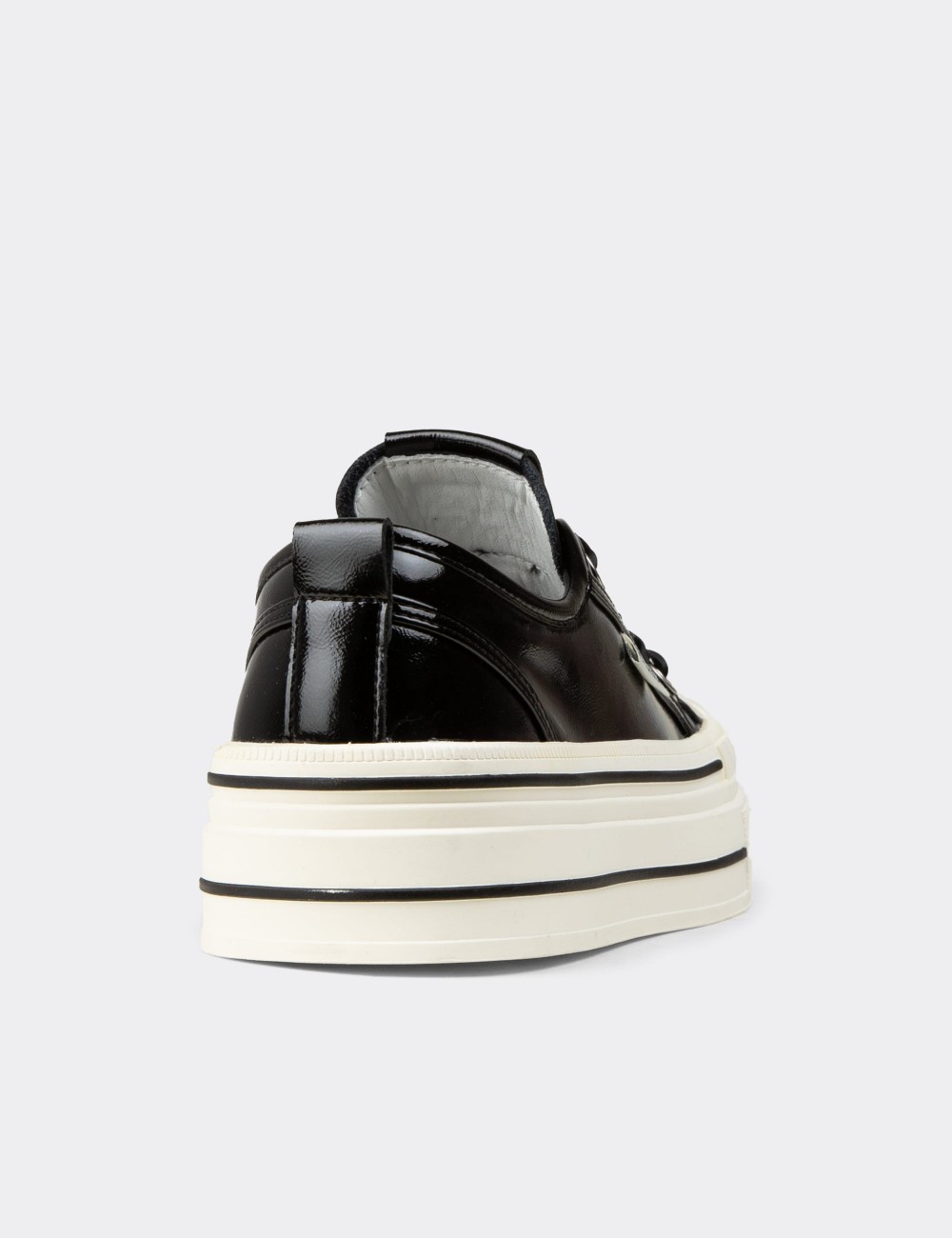 Women's Black Patent Sneakers - K0524ZSYHC01